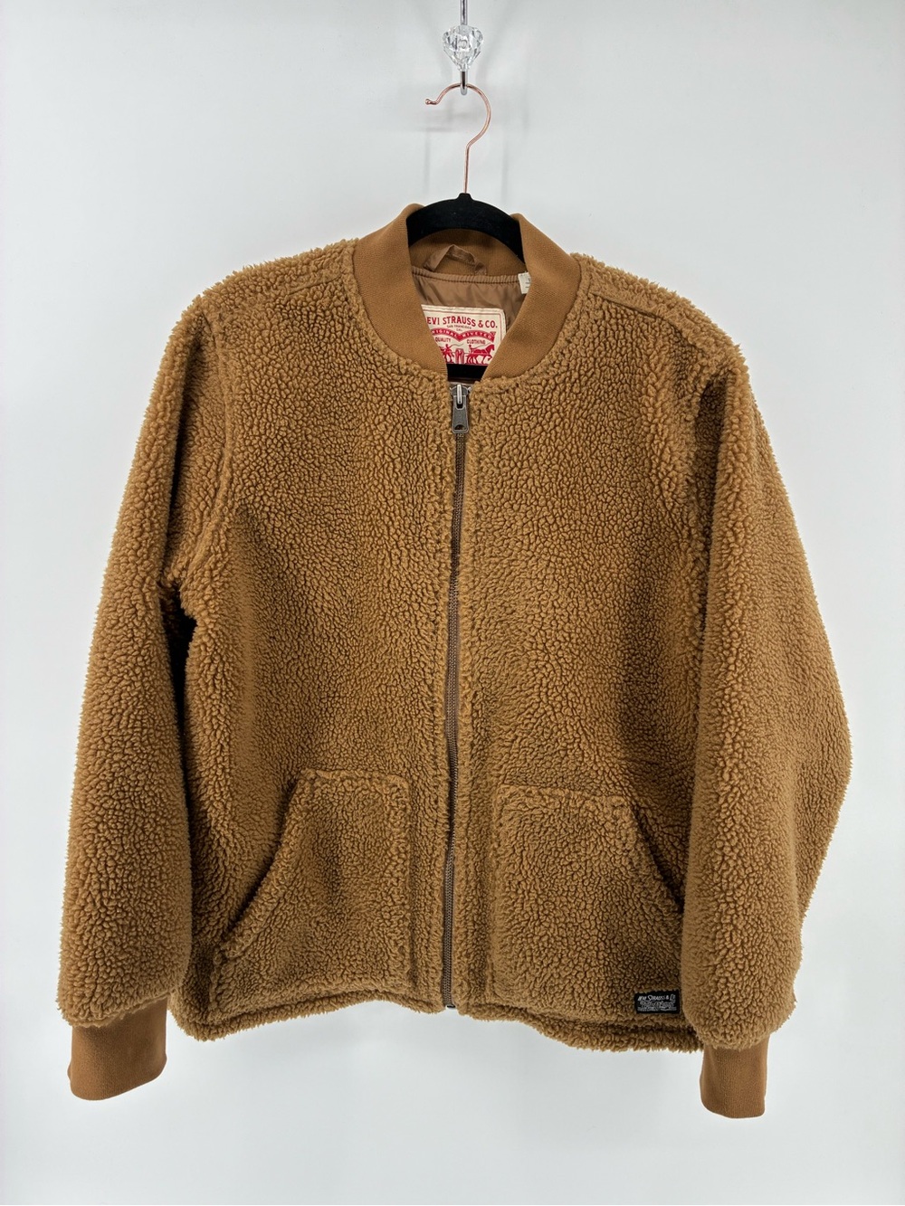 Levi’s Men's Brown Sherpa Bomber Zip Up Jacket Classic Large